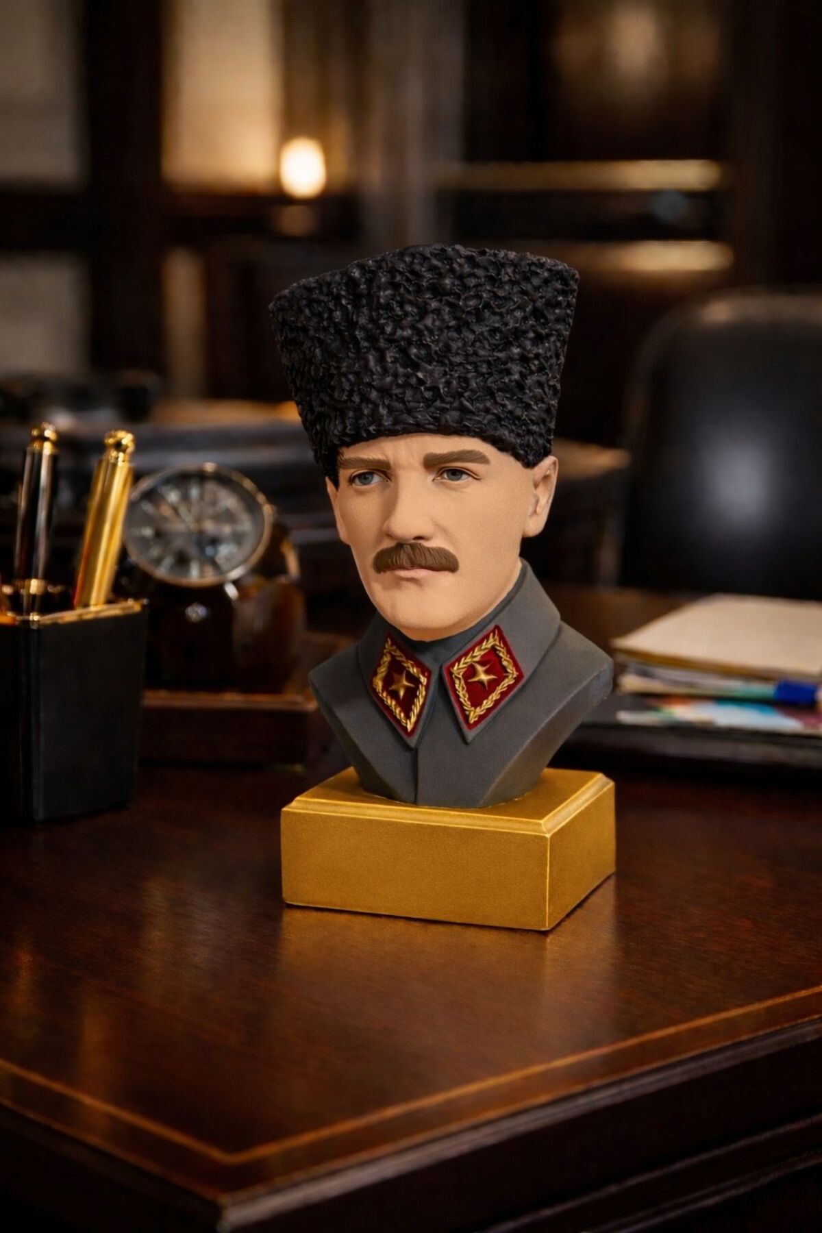 20 cm Atatürk Büstü Heykeli - Dekoratif Biblo - Büyük Boy Mustafa Kemal Atatürk Heykeli