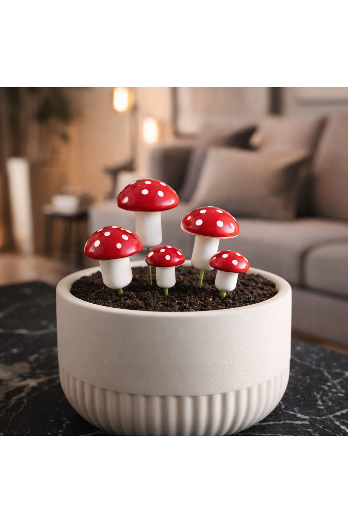 Saksı Süsü Yapay Mantar Dekoru 5’li Set (3 Büyük 2 Küçük)