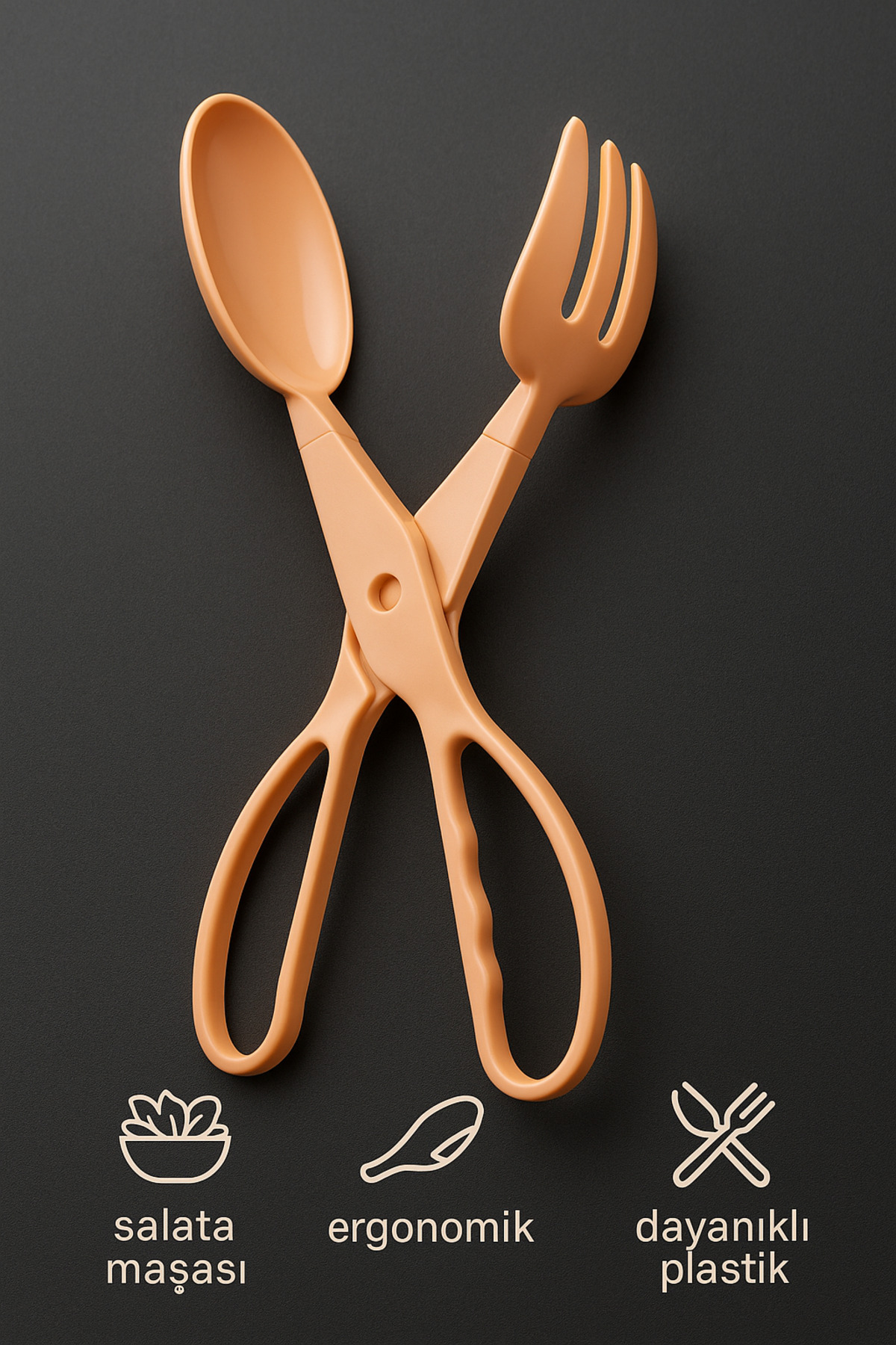 Makas Tipi Salata Maşası – Ergonomik Tutuşlu Dayanıklı Plastik Salata Servis Maşası