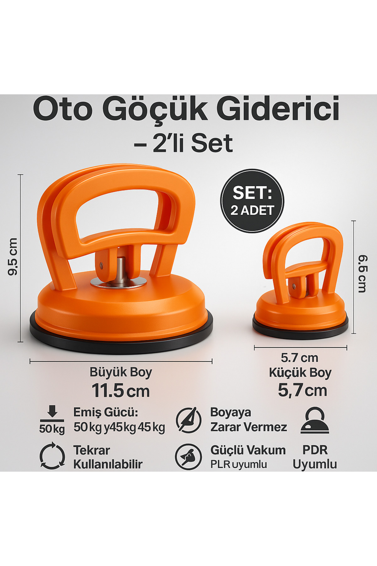 2 ADET Oto Göçük Giderici Vakumlu Çektirme Aparatı Seti - Kaporta Göçük Düzeltme