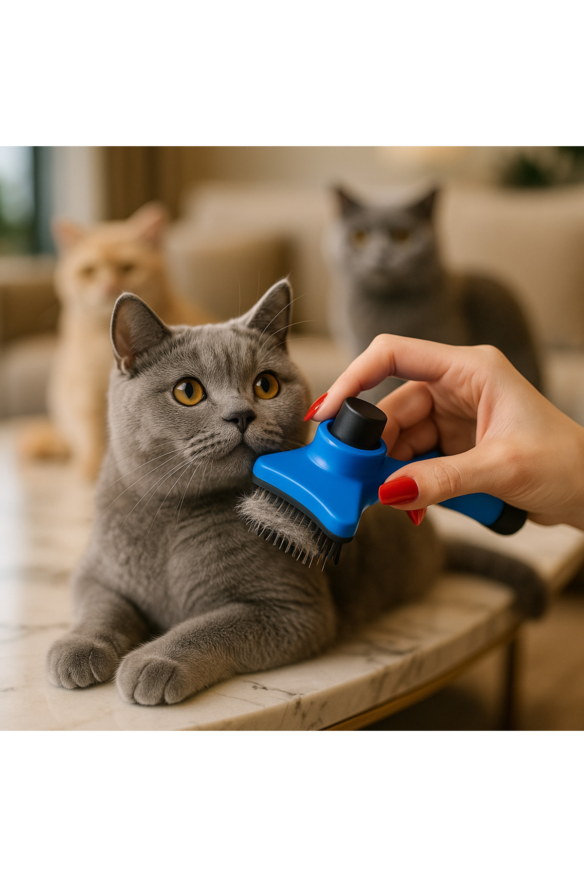 Kendini Temizleyen Kedi Köpek Tüy Toplayıcı Tarak – Esnek Uçlu