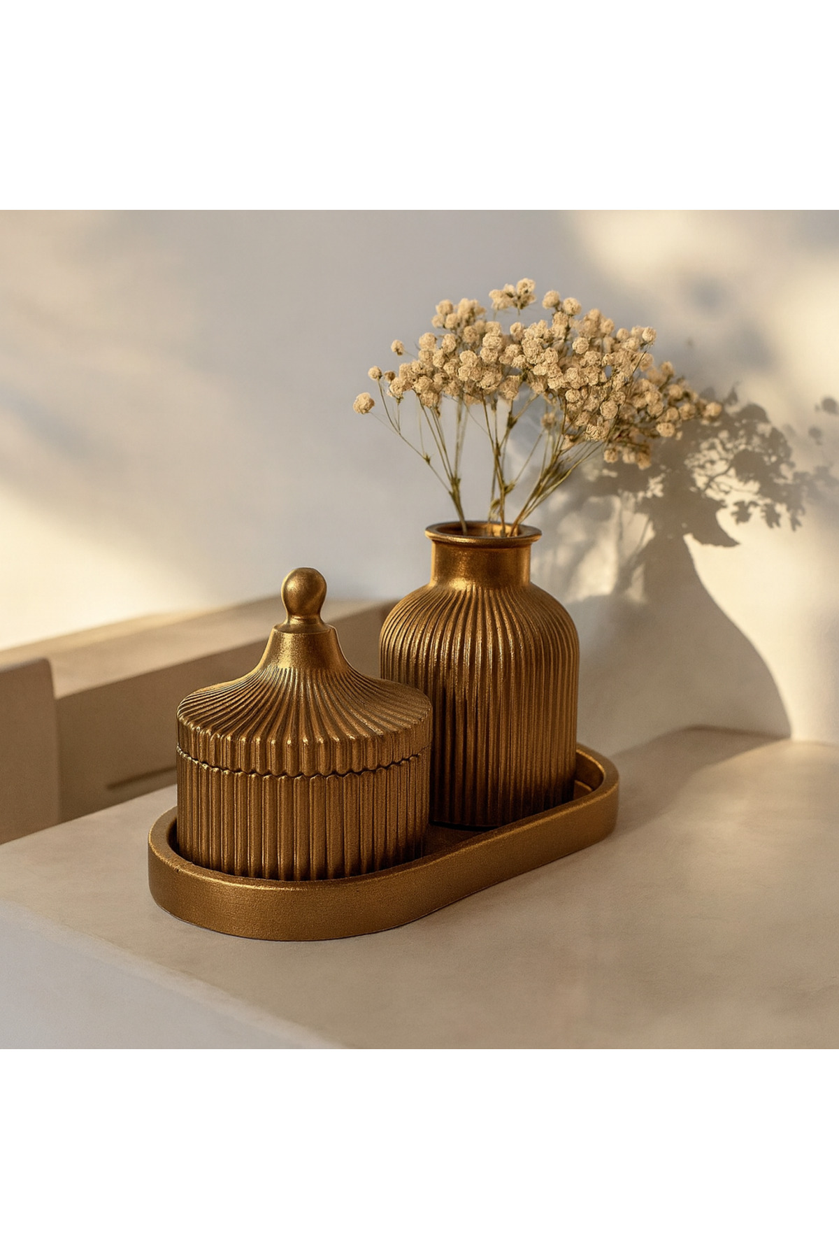 3 Parça Modern Dekoratif Vazo ve Saklama Kutusu Seti - Şık Ev Dekorasyonu