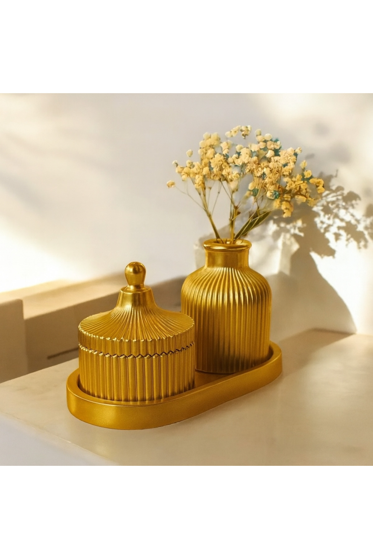 3 Parça Modern Dekoratif Vazo ve Saklama Kutusu Seti - Şık Ev Dekorasyonu