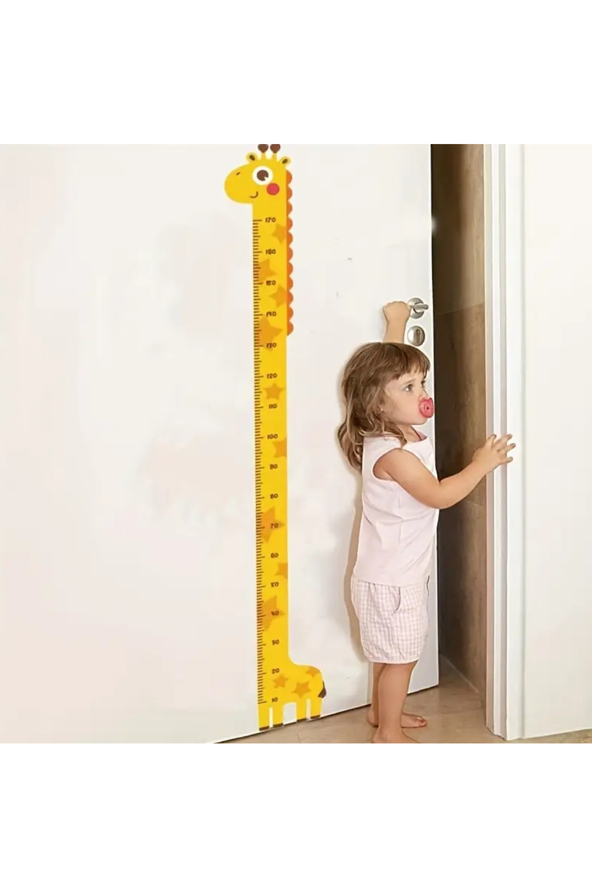 Sevimli Zürafa Boy Ölçer Duvar Stickerı 180 cm – Çocuk Odası – Kolay Yapıştırılır ve Çıkarılabilir