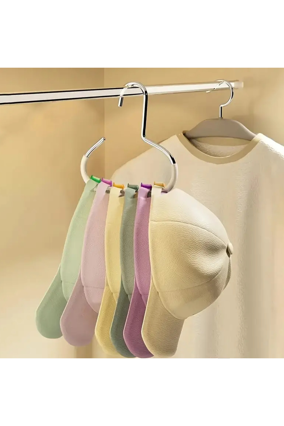 1 ADET Çok Fonksiyonlu Şapka Askısı – Kep Düzenleyici Askı, Dolap İçi Şapka Düzenleyici