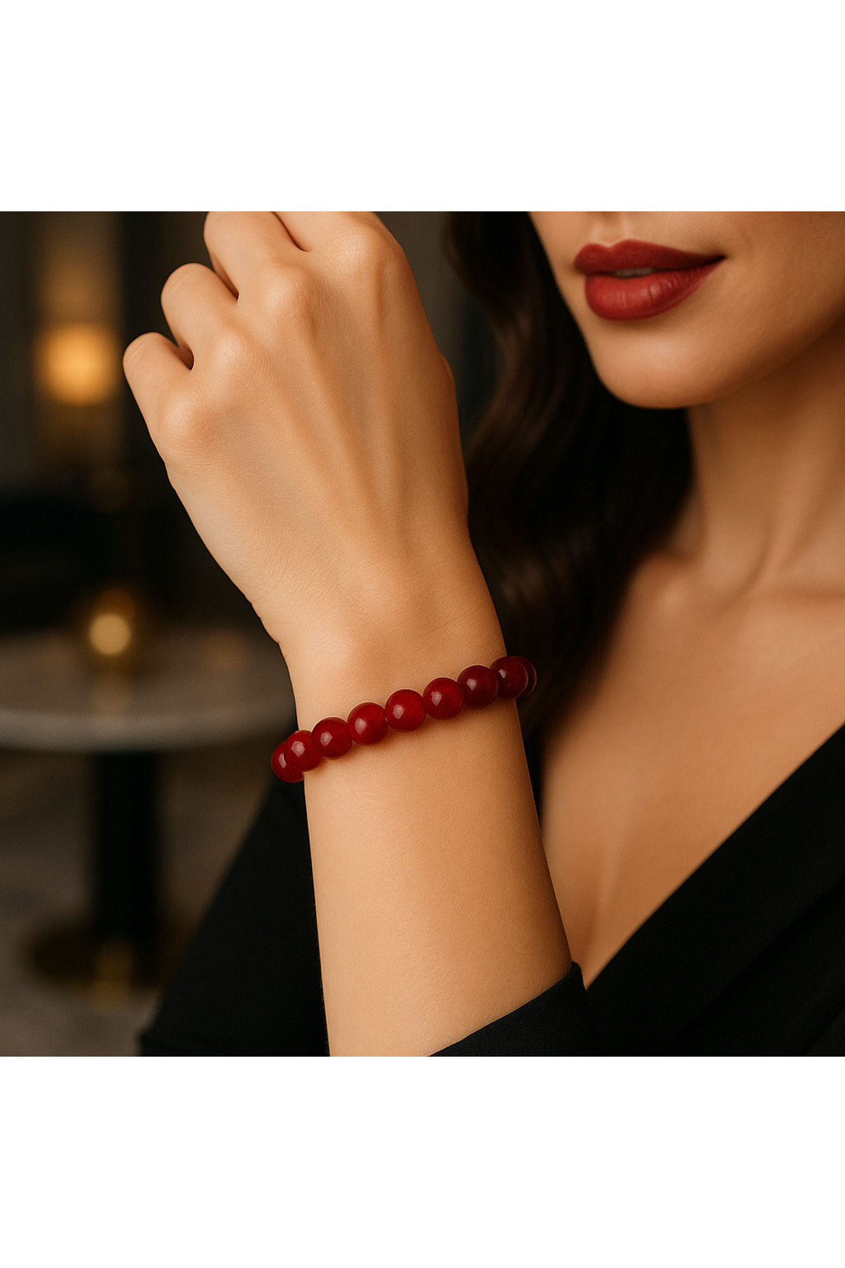 Doğal Kırmızı Akik Taş Bileklik – Enerji Dengeleyici, Şık ve Zarif Tasarım