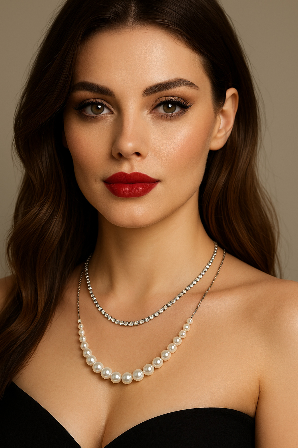 İnci ve Su Yolu Taşlı Paslanmaz Çelik Kolye – Zarif ve Şık Tasarım