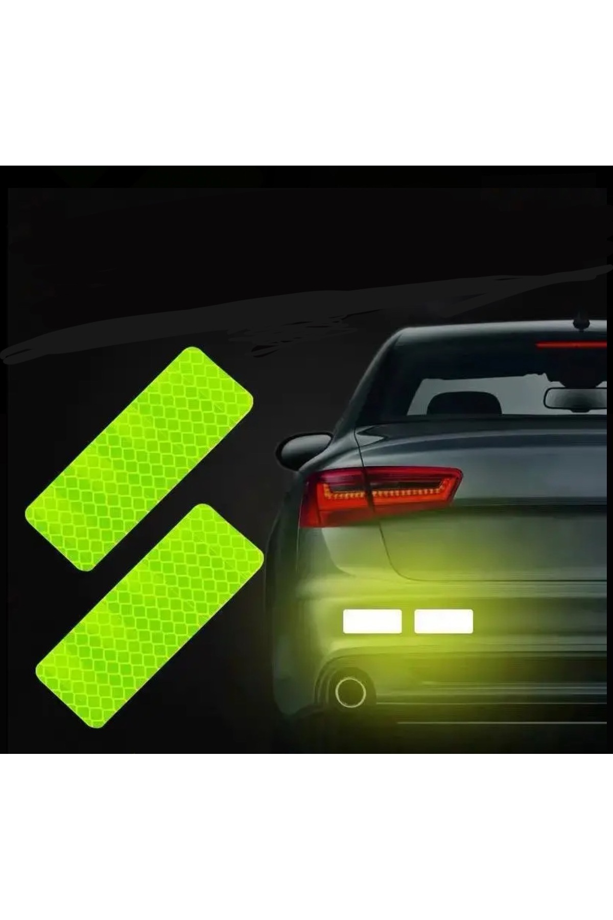 Sarı Reflektörlü Araba Tampon Çıkartması 2 Adet Fosforlu Gece Görünürlüğü Artırıcı Güvenlik Etiketi