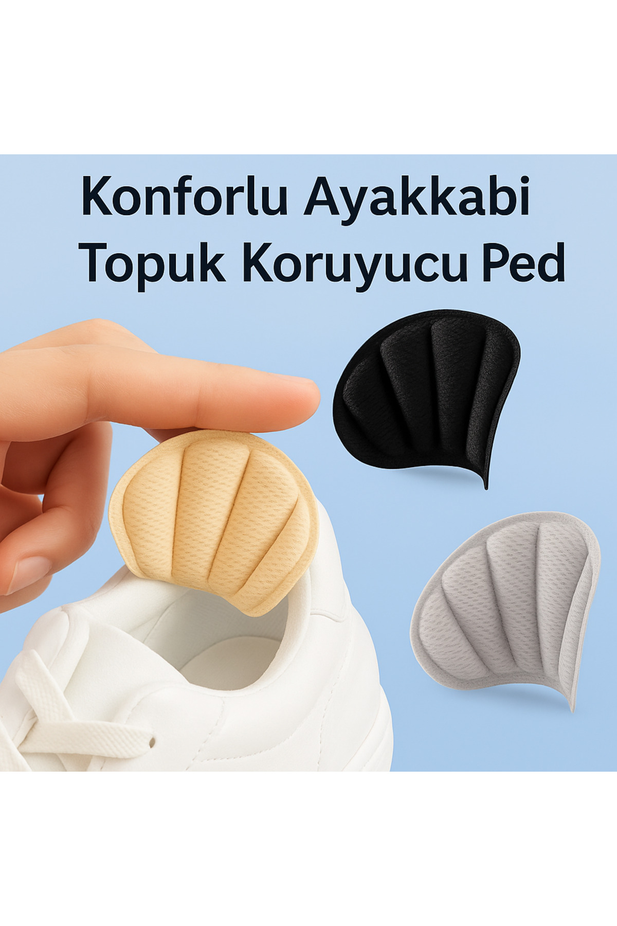 (Siyah Renk) Konforlu Ayakkabı Topuk Koruyucu Ped (1 Çift) – Yapışkanlı, Nefes Alabilir, Kaymaz