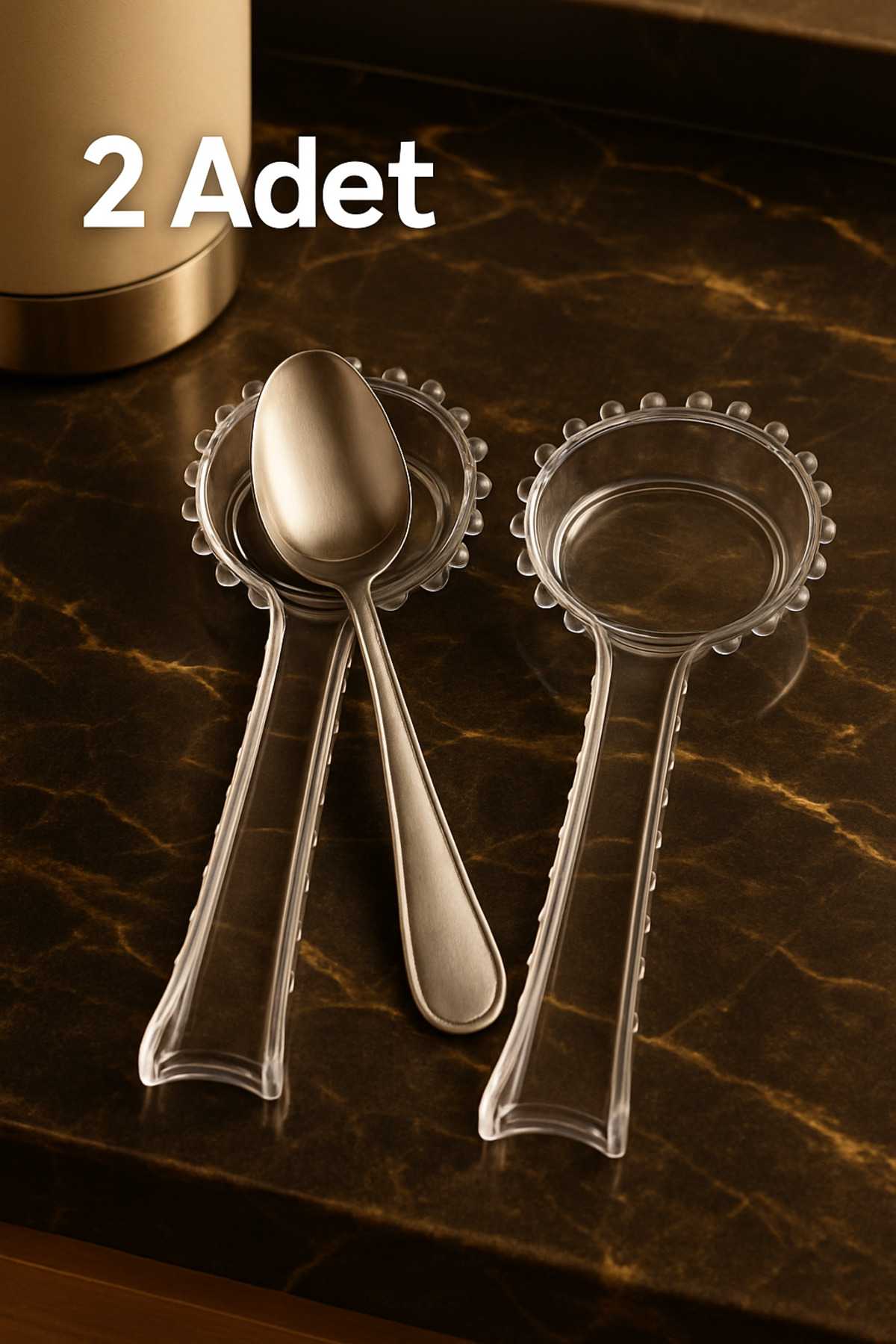 2 Adet Şeffaf Plastik Kaşık Altlığı – Lüks Mutfak Kaşıklık Standı