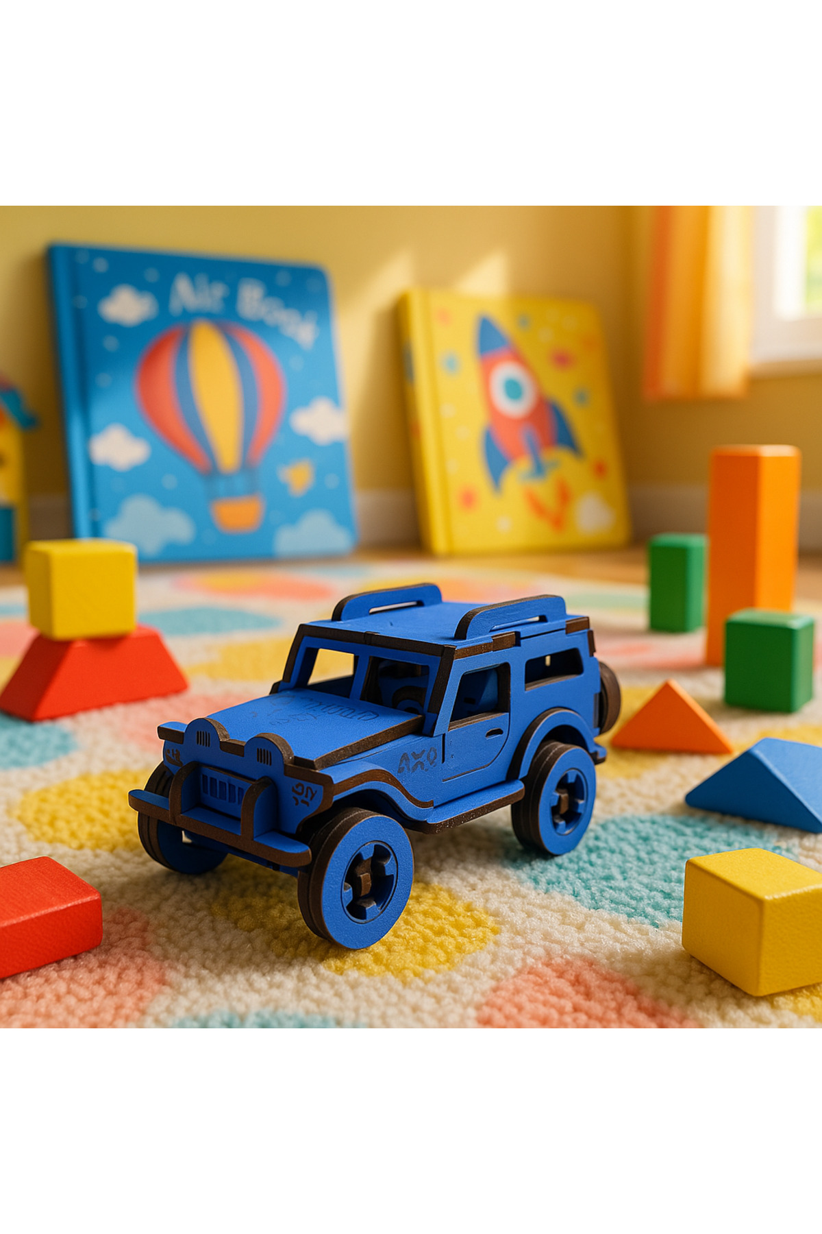 Ahşap 4x4 Off-Road Jeep Oyuncak | Doğal Malzemeli El Yapımı Araba