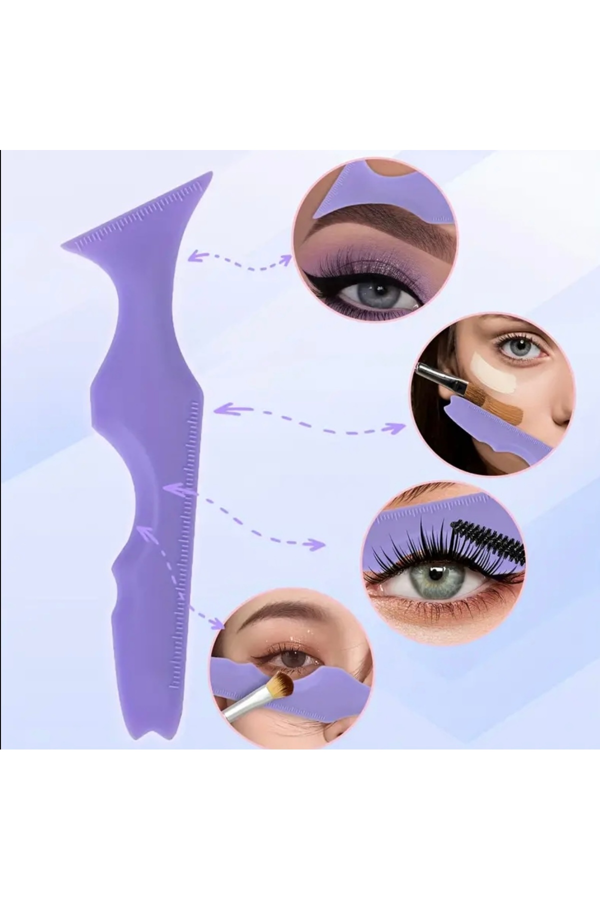 2’li Silikon Makyaj Şablonu Seti - Eyeliner, Kontür Cetveli, Göz ve Dudak Makyajı Yardımcısı