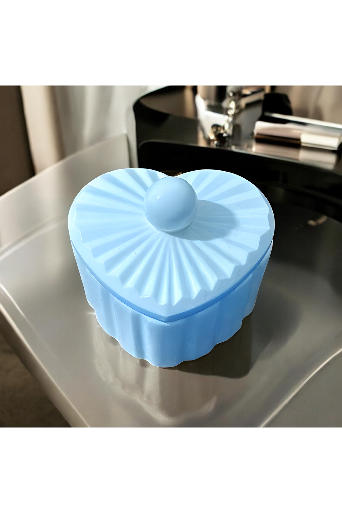 Kalp Şeklinde Takı Kutusu Organizer – 8x7x4 cm Mücevher ve Aksesuar Saklama Kabı