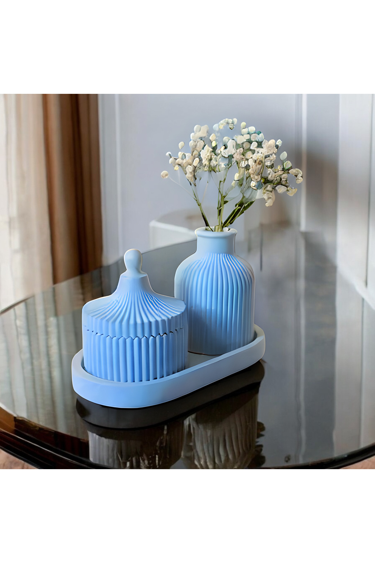 3 Parça Modern Dekoratif Vazo ve Saklama Kutusu Seti - Şık Ev Dekorasyonu