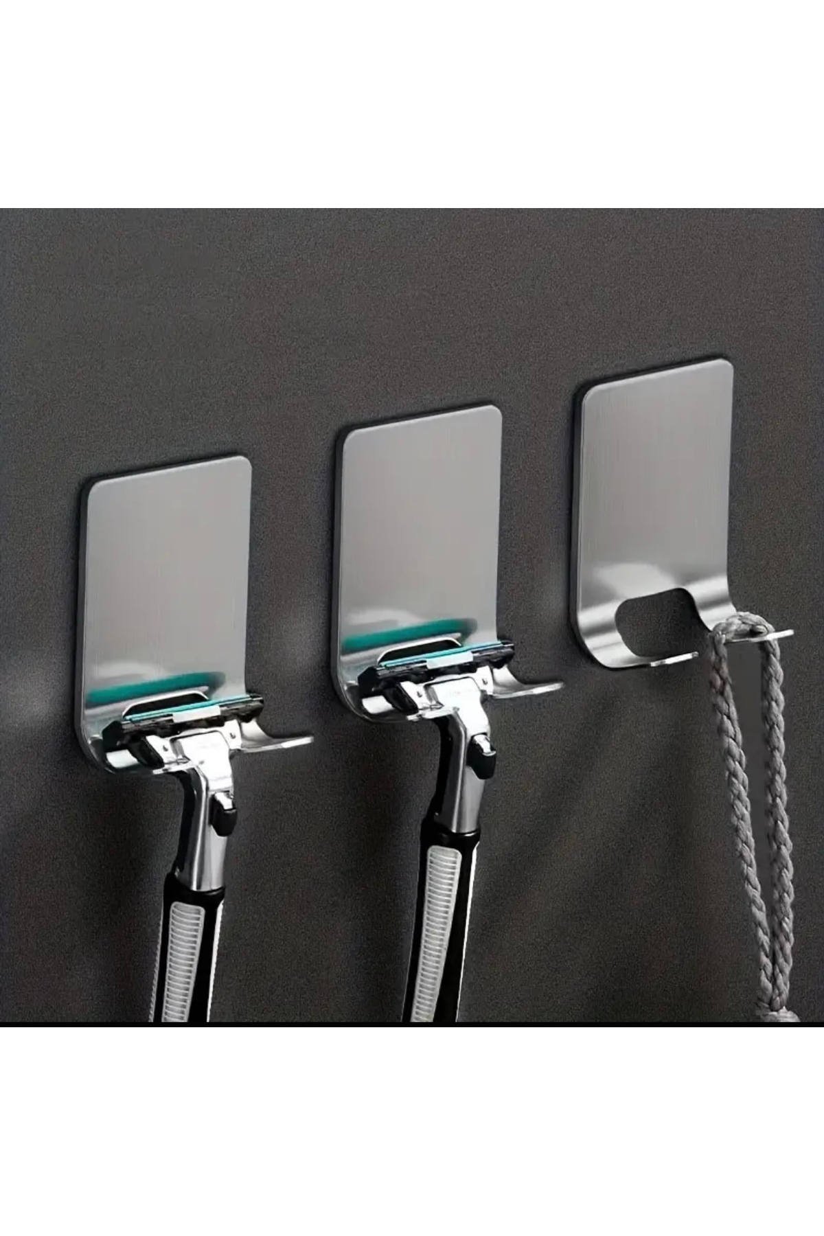 Paslanmaz Çelik Tıraş Makinesi Tutucu - Yapışkanlı Banyo Askısı