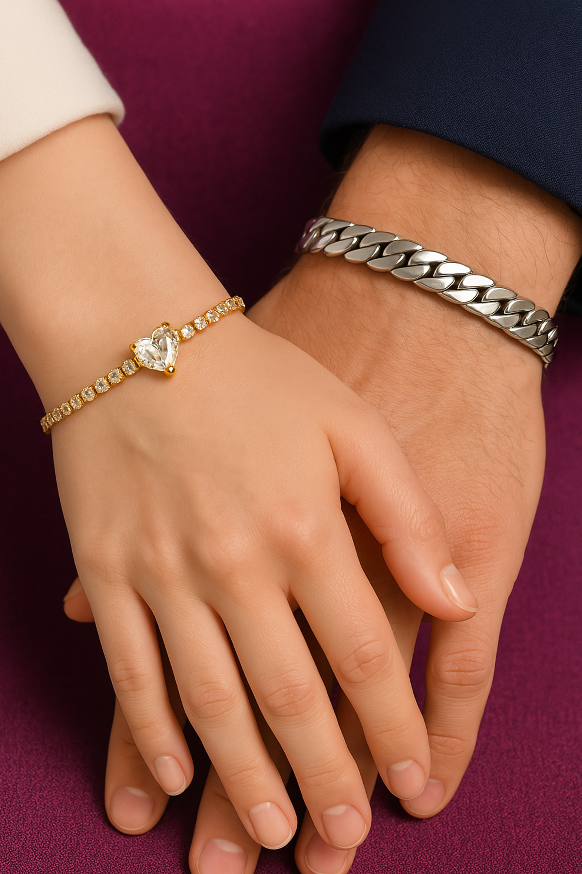 Paslanmaz Çelik Sevgili Çift Bileklik Seti – Şık ve Dayanıklı Tasarım