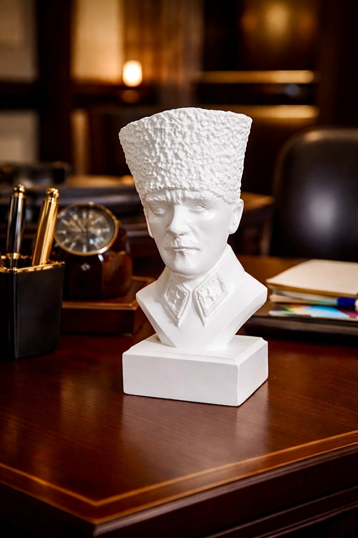 20 cm Atatürk Büstü Heykeli - Dekoratif Biblo - Büyük Boy Mustafa Kemal Atatürk Heykeli