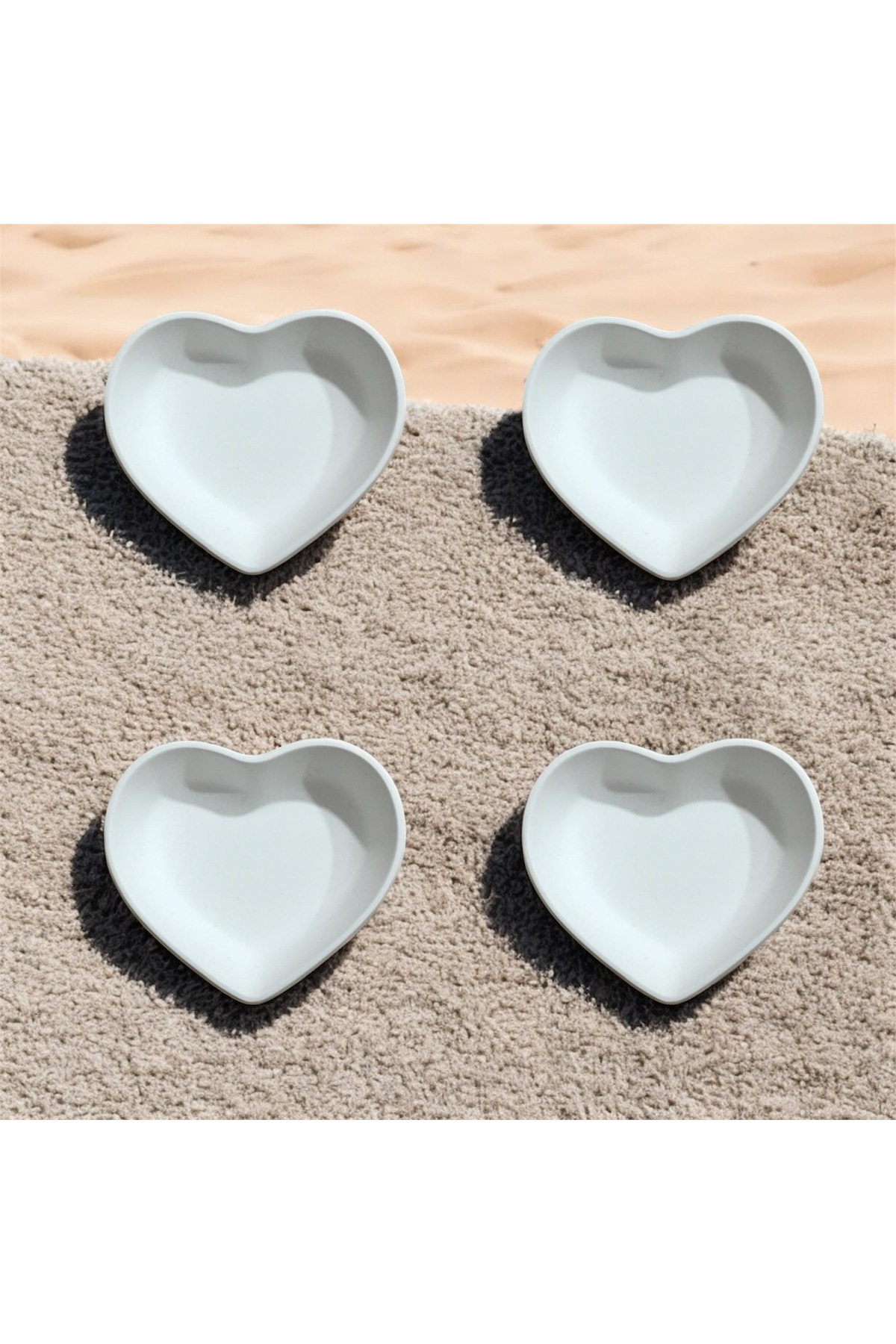 4’lü Kalp Şeklinde Dekoratif Kase Seti - Özel Tasarım